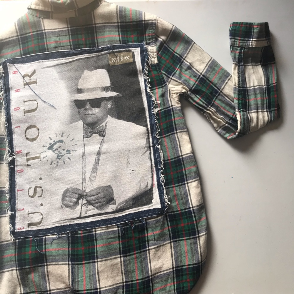 Vintage Elton John cut and sew flannel
